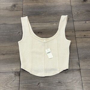 Aerie Ivory Ribbed Crop Top